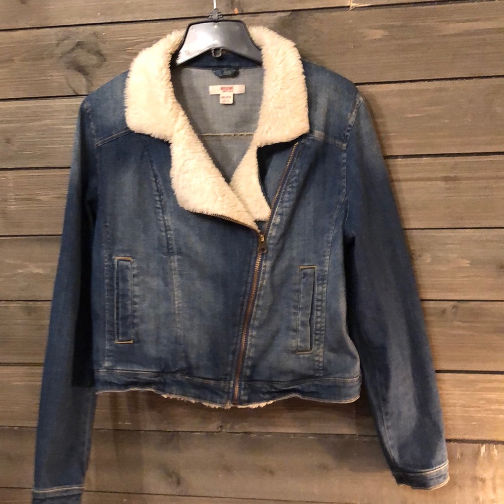 Mossimo- Denim Jacket- Faux Sherpa Trim Collar.